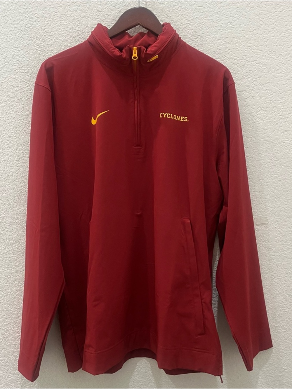 Nike Iowa State Cyclones Sideline Coach Quarter-Zip Red Hoodie Mens Sz Medium